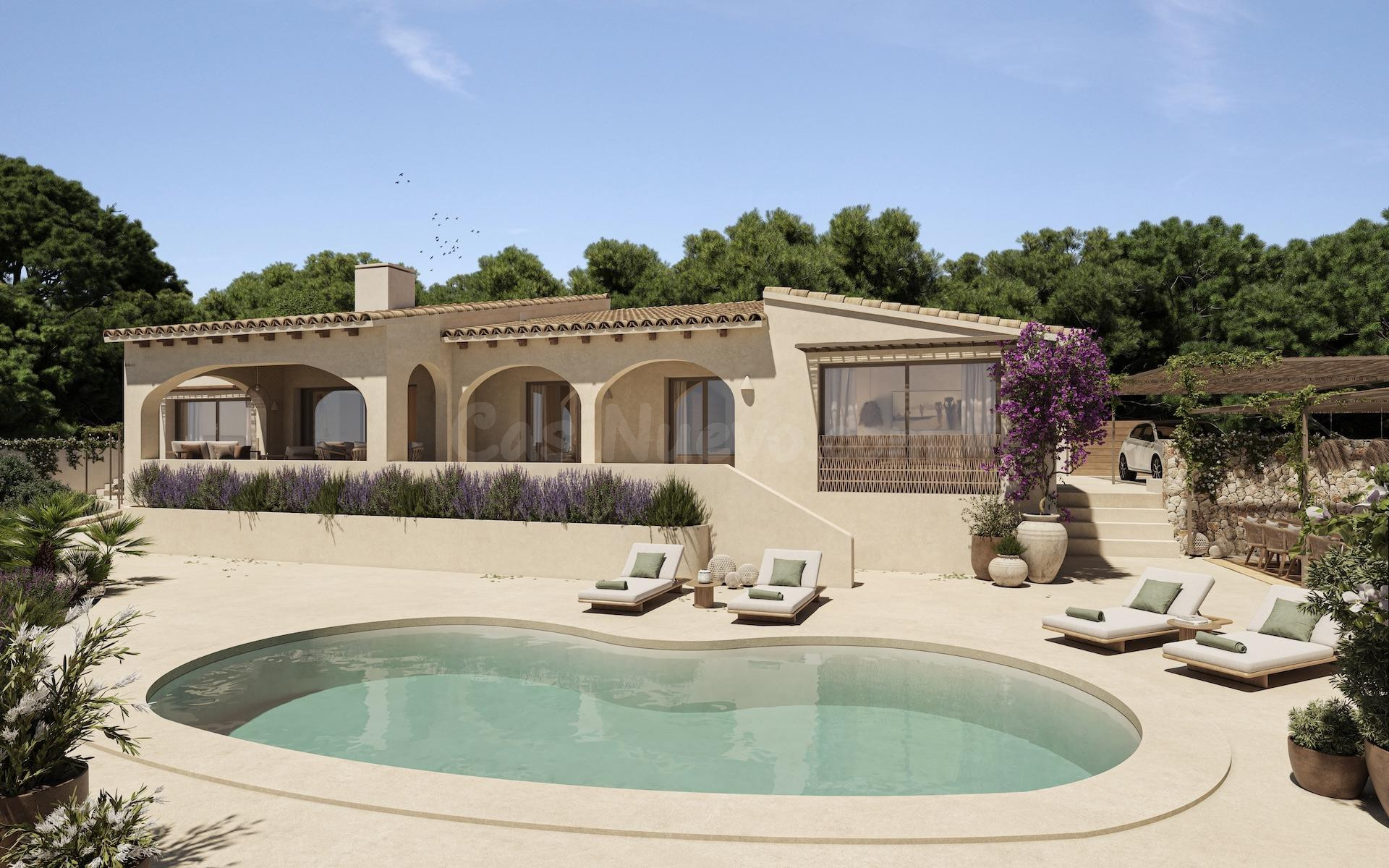 Villa de estilo mediterráneo con 3 dormitorios a la venta en Benissa.