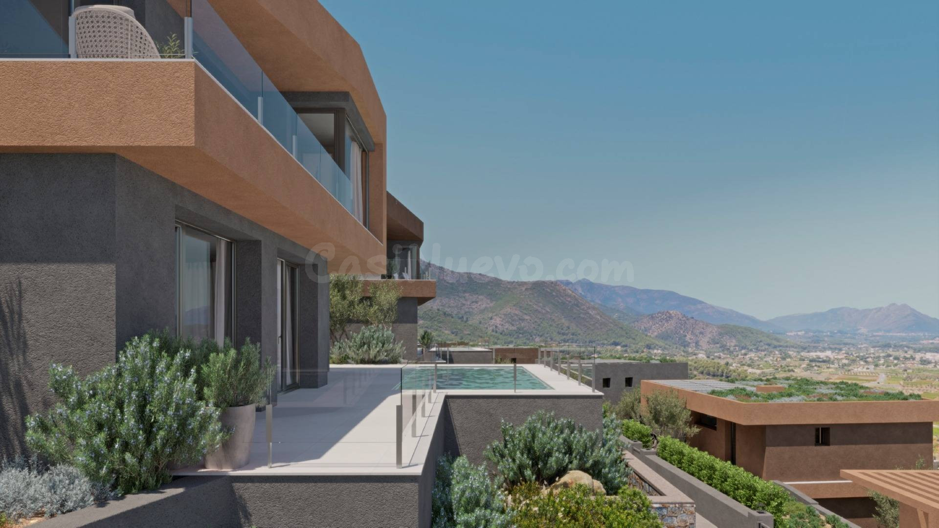 Villas de arquitectura organica de 3 dormitorios a la venta en Lliber, Costa Blanca.