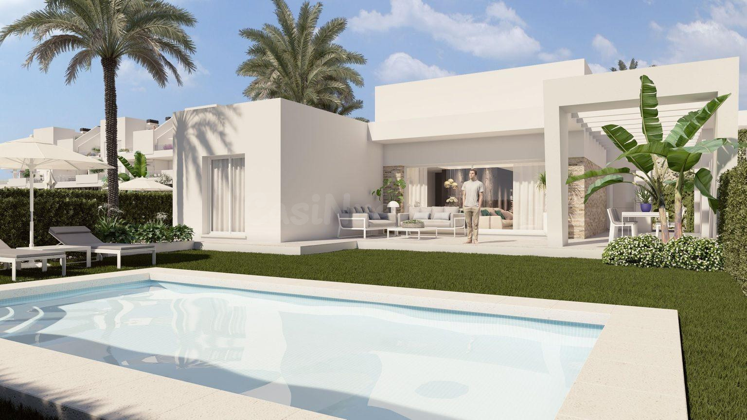 VILLAS EN ALGORFA. 3 DORM. 2 BAÑOS. VALLA DE UNA PLANTA. 136 M2 DE CASA. PARCELA 470 M2.SOTANO 180M2