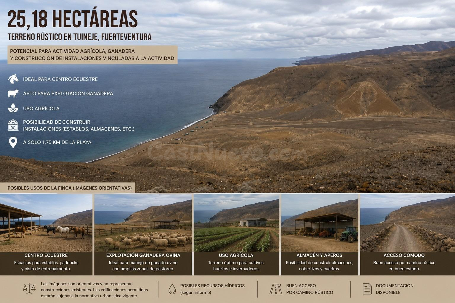 Oportunidad Agrícola, Ganadera y Residencial junto a la costa. Finca Multifuncional de 25 hectáreas en el Sur de Fuerteventura.