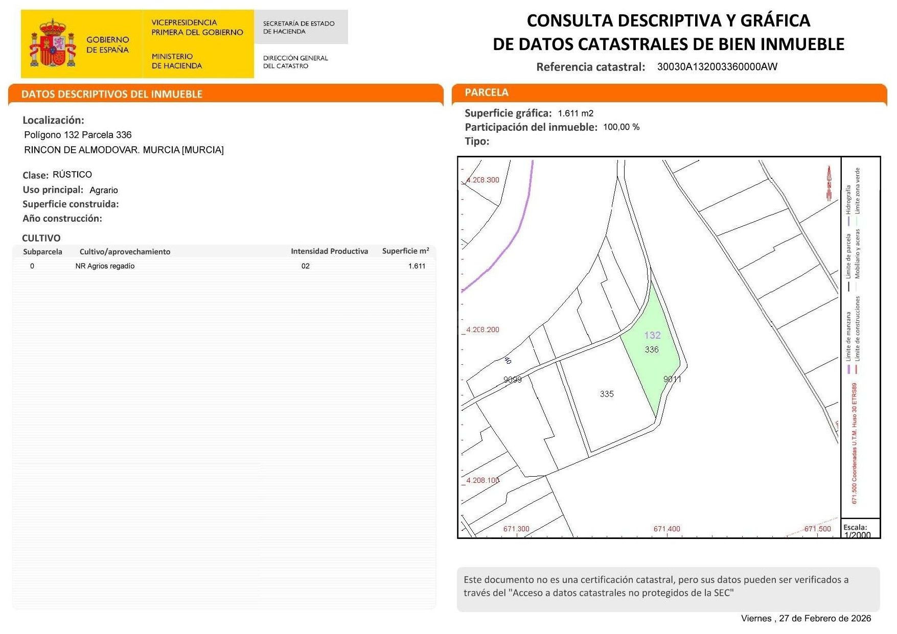 Parcela rústica en Alquerías
