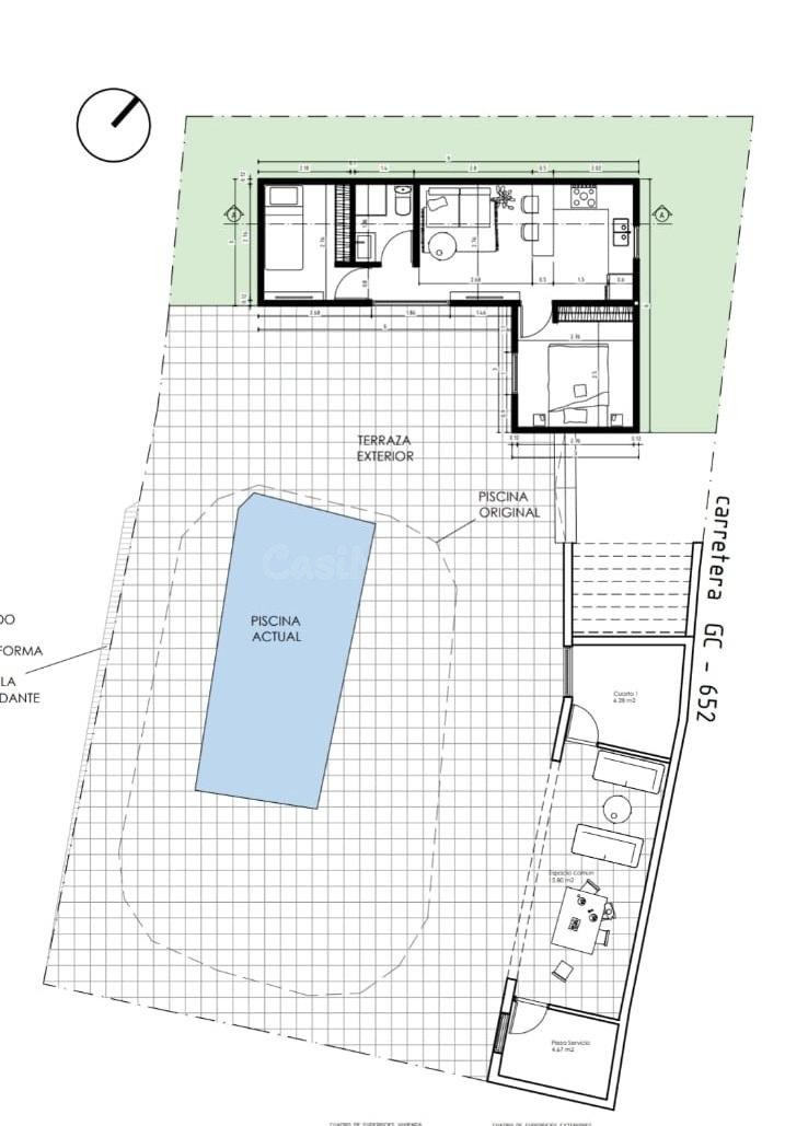 Finca con vivienda de 2 dormitorios, piscina privada y gran terraza en Santa Lucía de Tirajana
