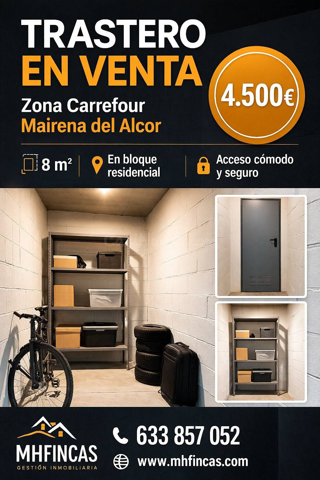 Trastero en venta en Mairena del Alcor – 8 m2 junto a Carrefour 4 Mt2 utiles