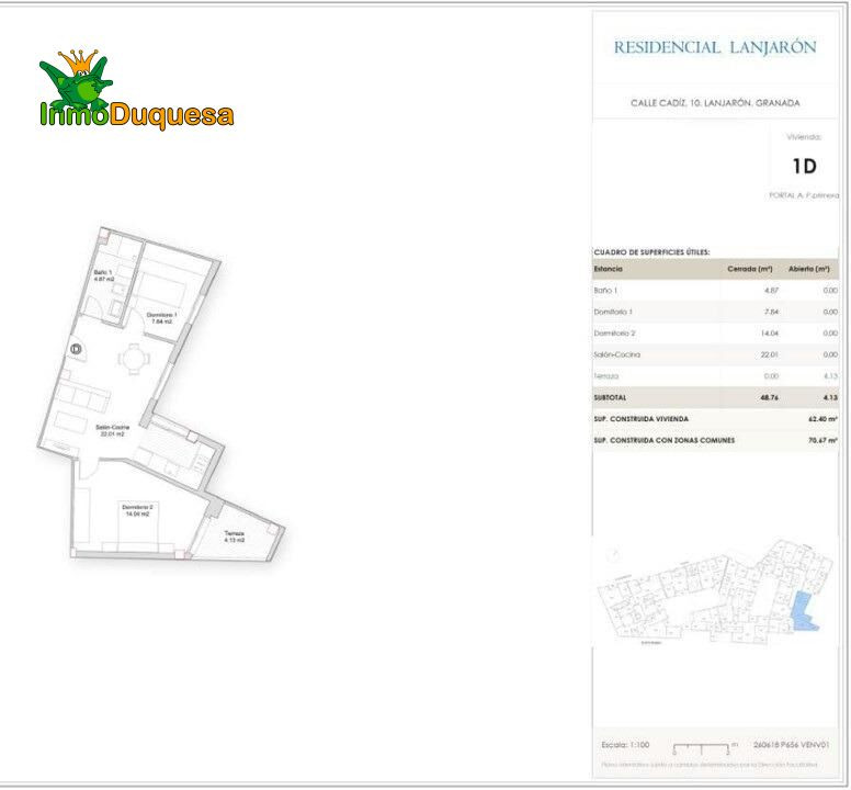 OBRA NUEVA: Piso de 2 Dorm. y 1 Baño en LANJARÓN.