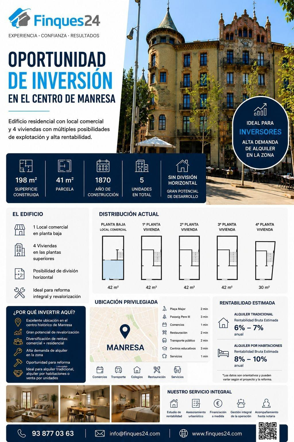 Edificio residencial con local comercial en pleno centro histórico de Manresa