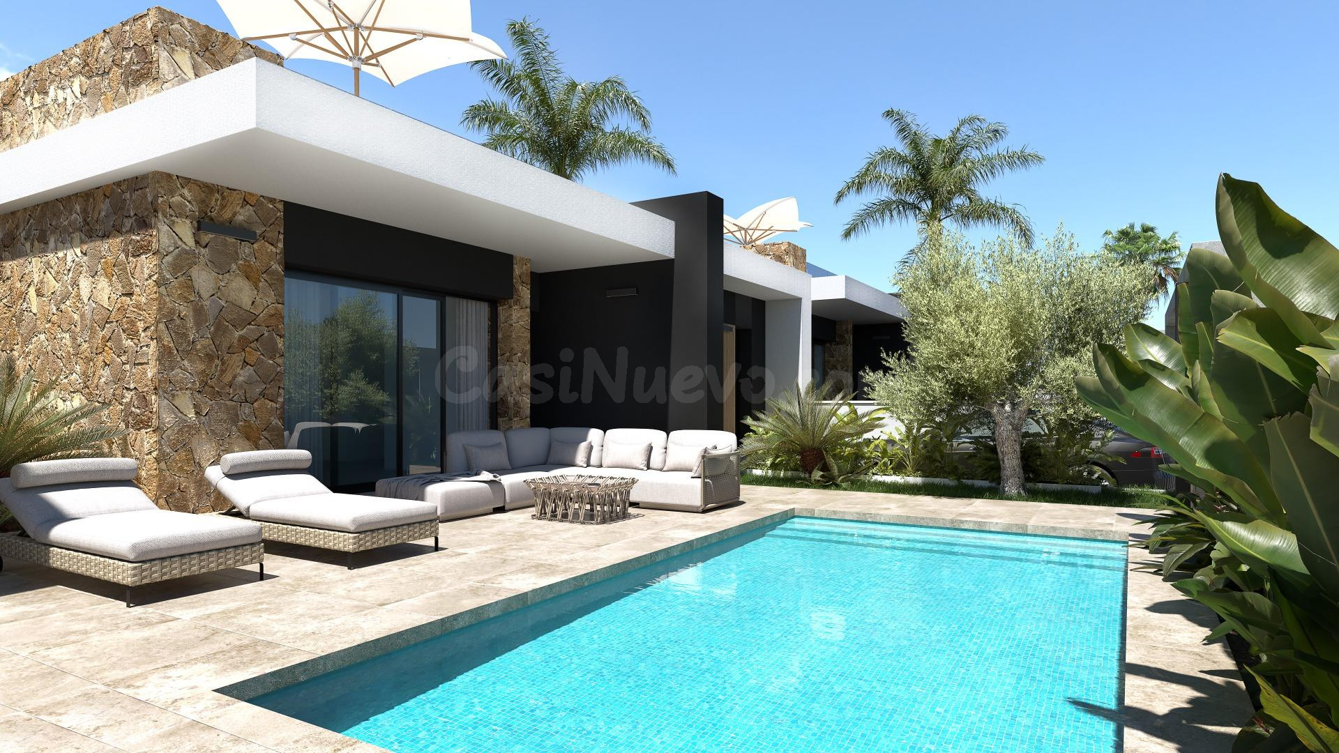 Se vende una villa de 3 dormiotrios y 2 baños en parcela 263 m2 con piscina privada en Cuidad Quesada ( Rojales)