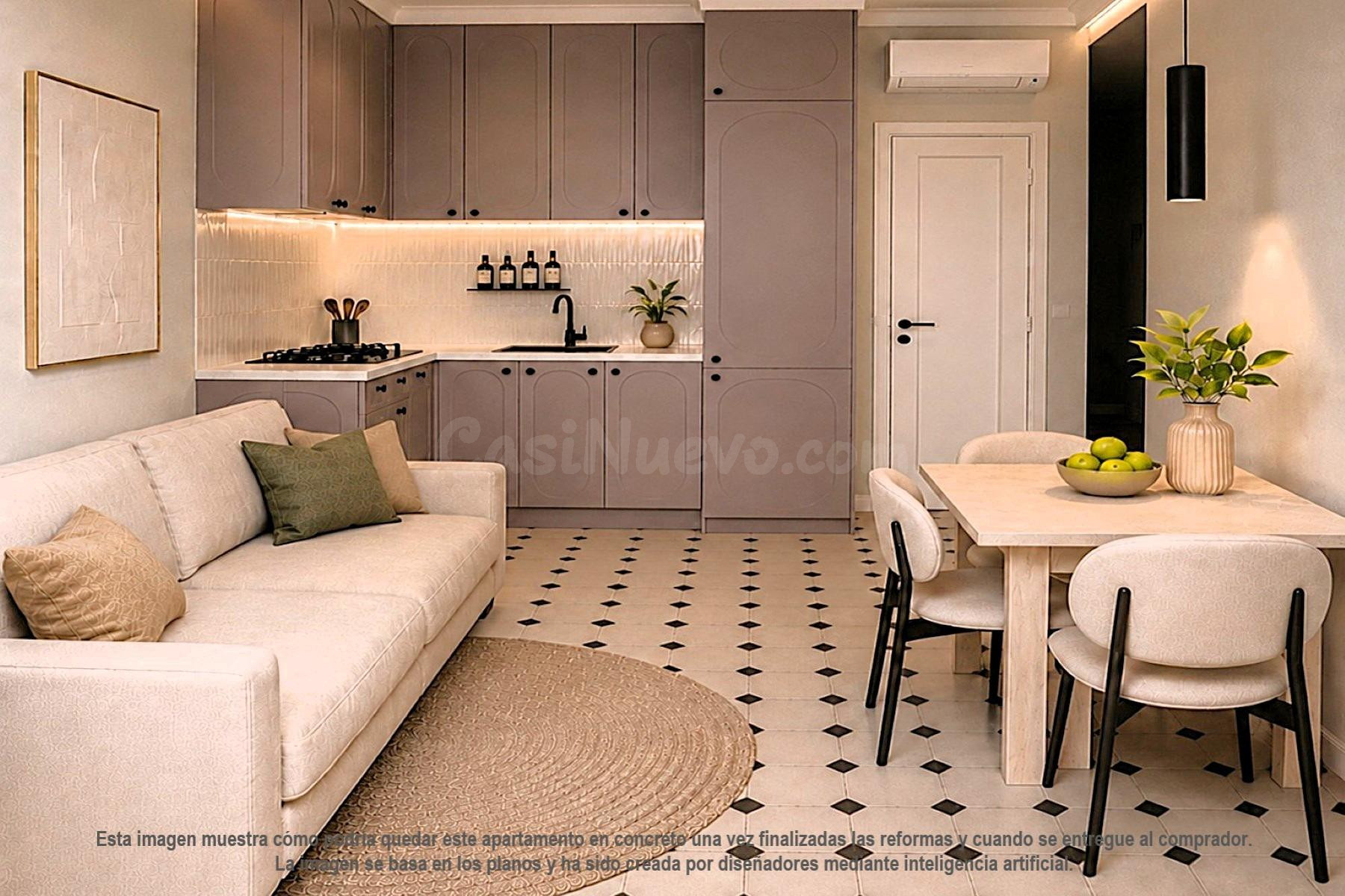 Estudio céntrico, luminoso y renovado con estilo (41,3 m2 – 2.ª planta). Balcón al sur, a solo 950 m de la Playa del Cura, ¡y con licencia turística!