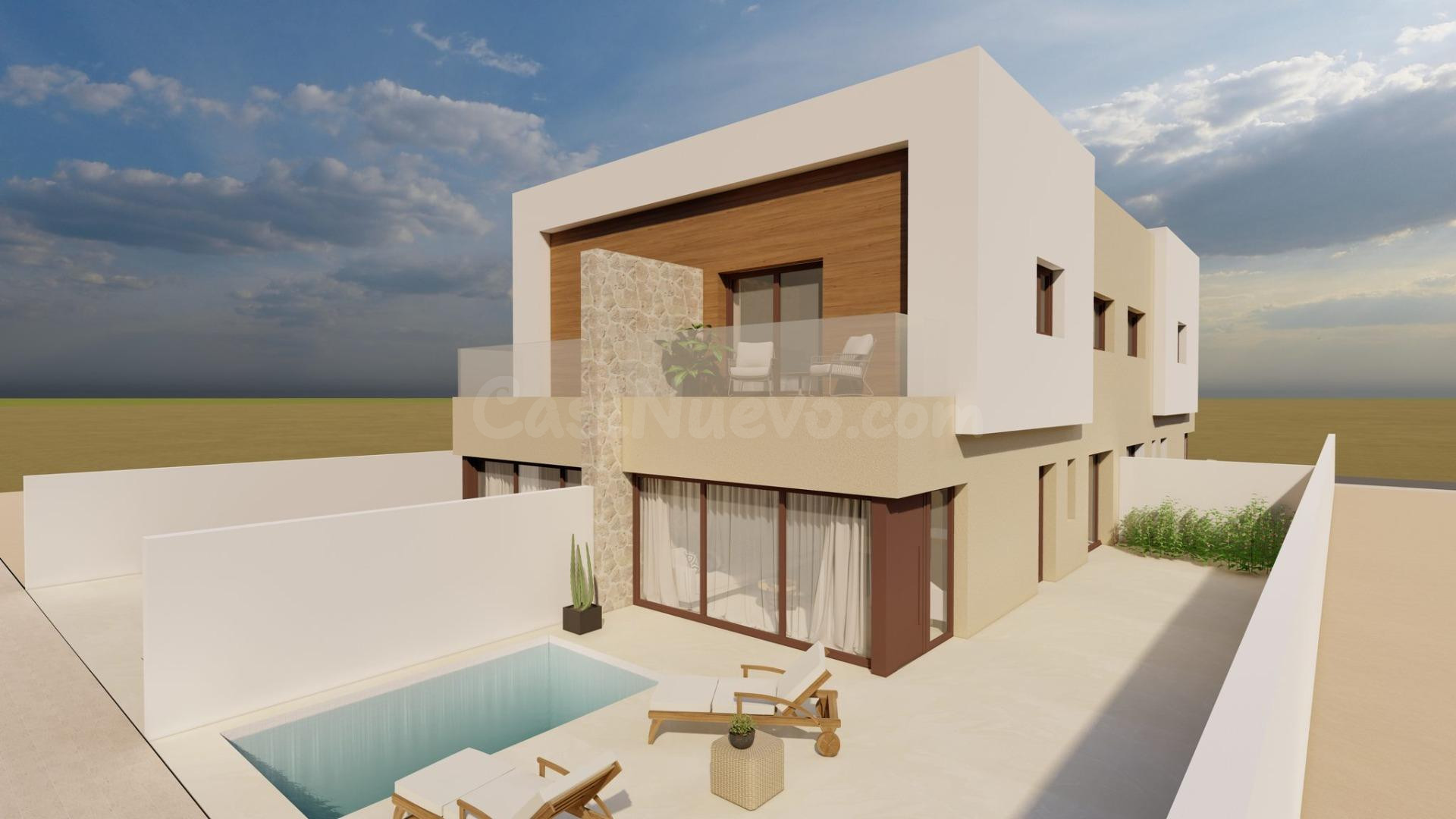 Modernas villas adosadas con piscina privada en Santiago de la Ribera