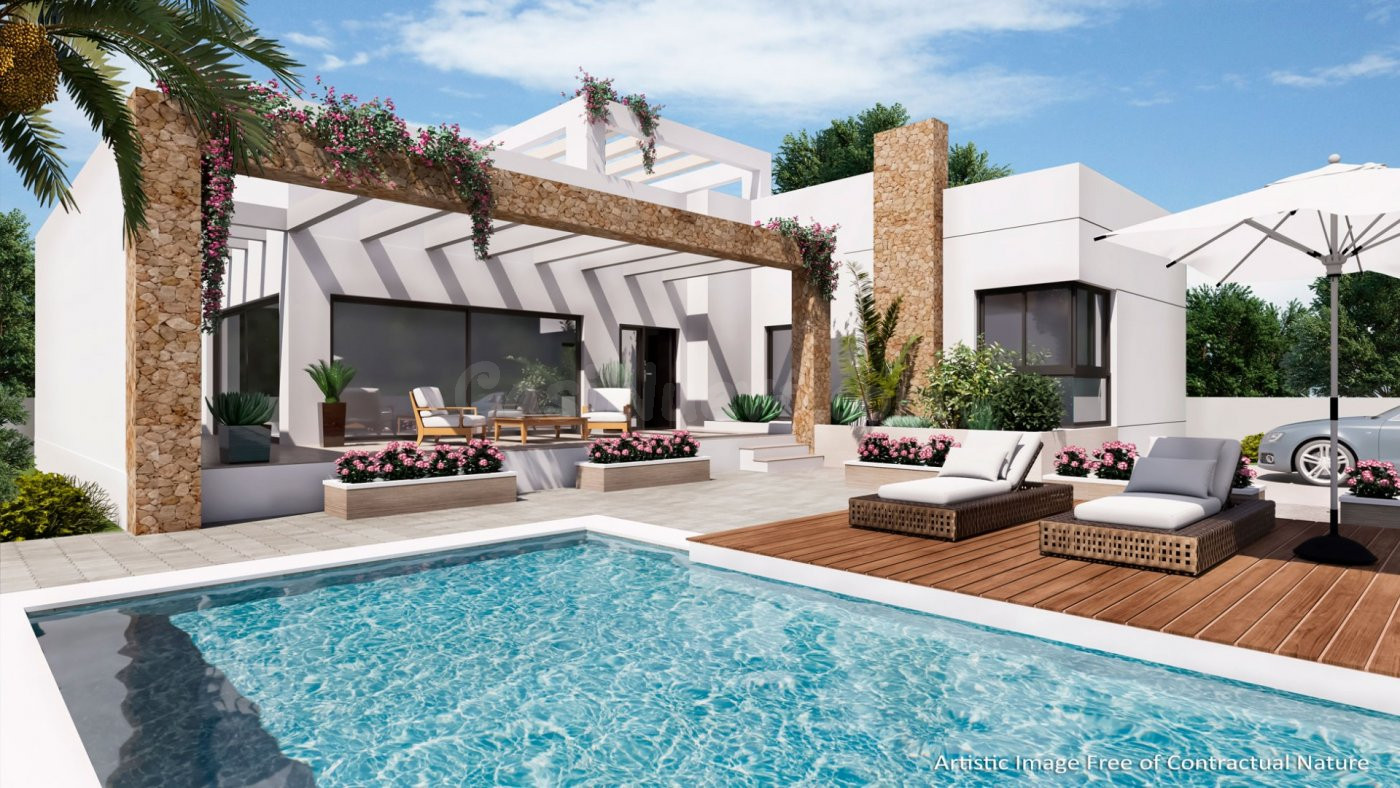 Obra Nueva Villa de Lujo de 3 Dormitorios y 3 Baños con piscina a 6km del mar en urb con Servicios