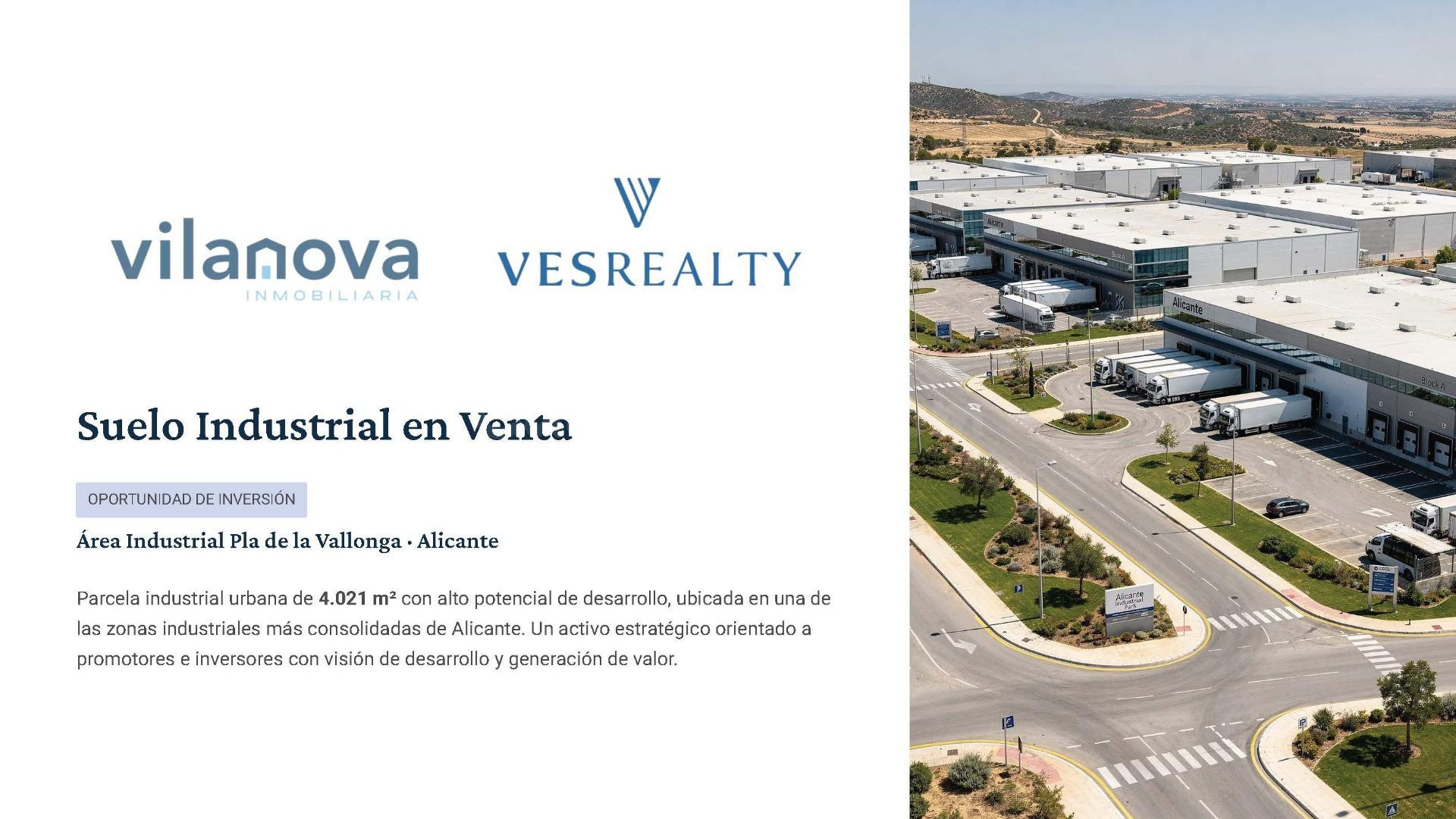 Parcela Industrial de 4.021 m2 | 6.434 m2 edificables | Pla de la Vallonga - Alicante