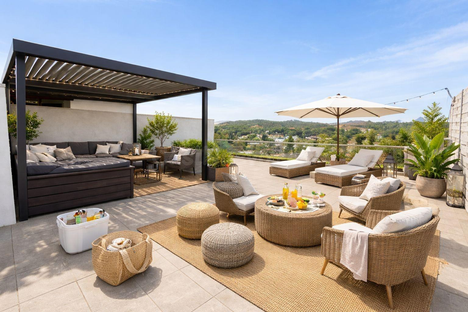 Encantadora casa pareada con jardín y terraza en Costa de la Calma