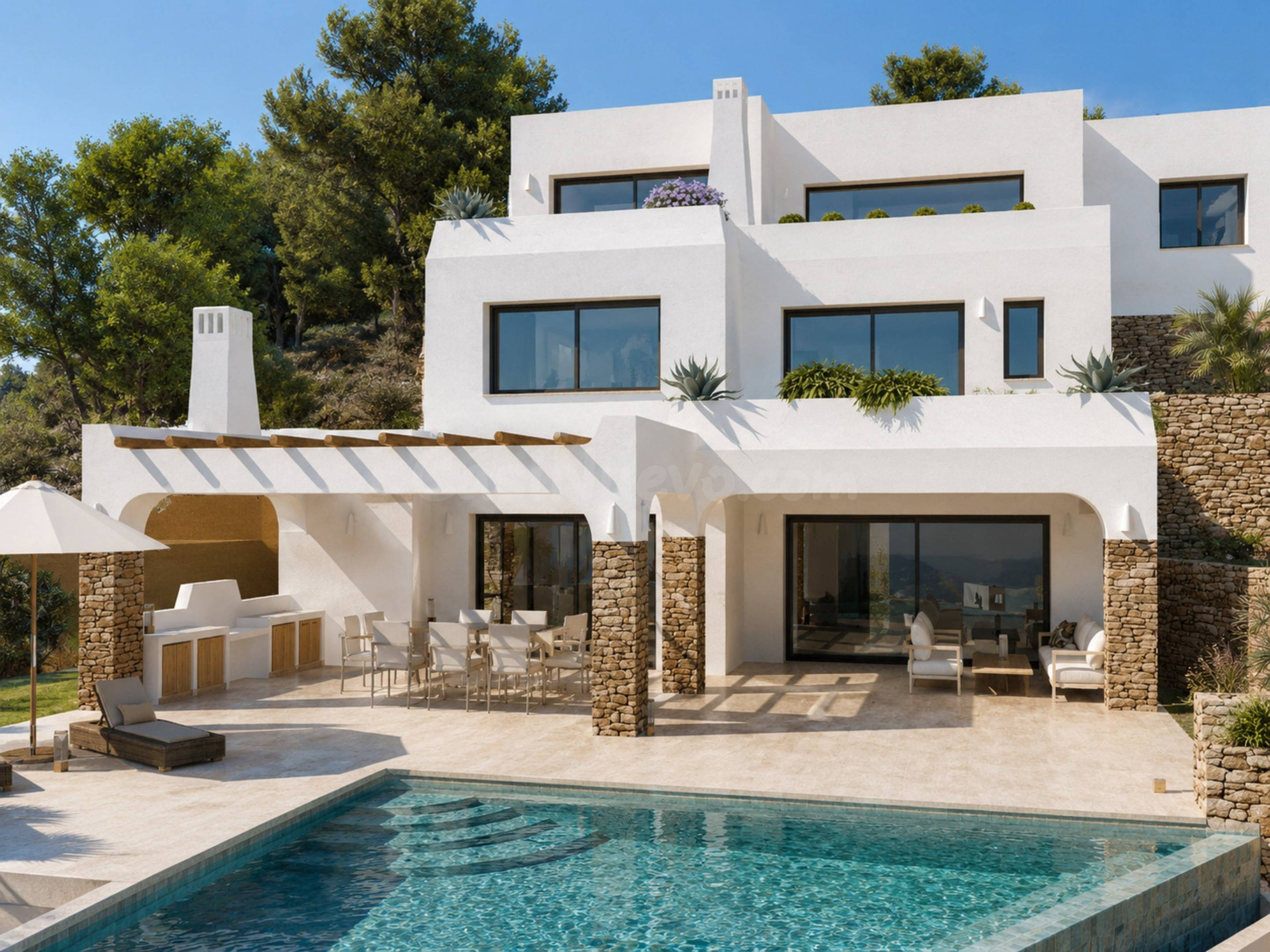 Nueva construcción Villas de Lujo Ibiza style cerca del Mar y Playa El Portet, Moraira Alicante