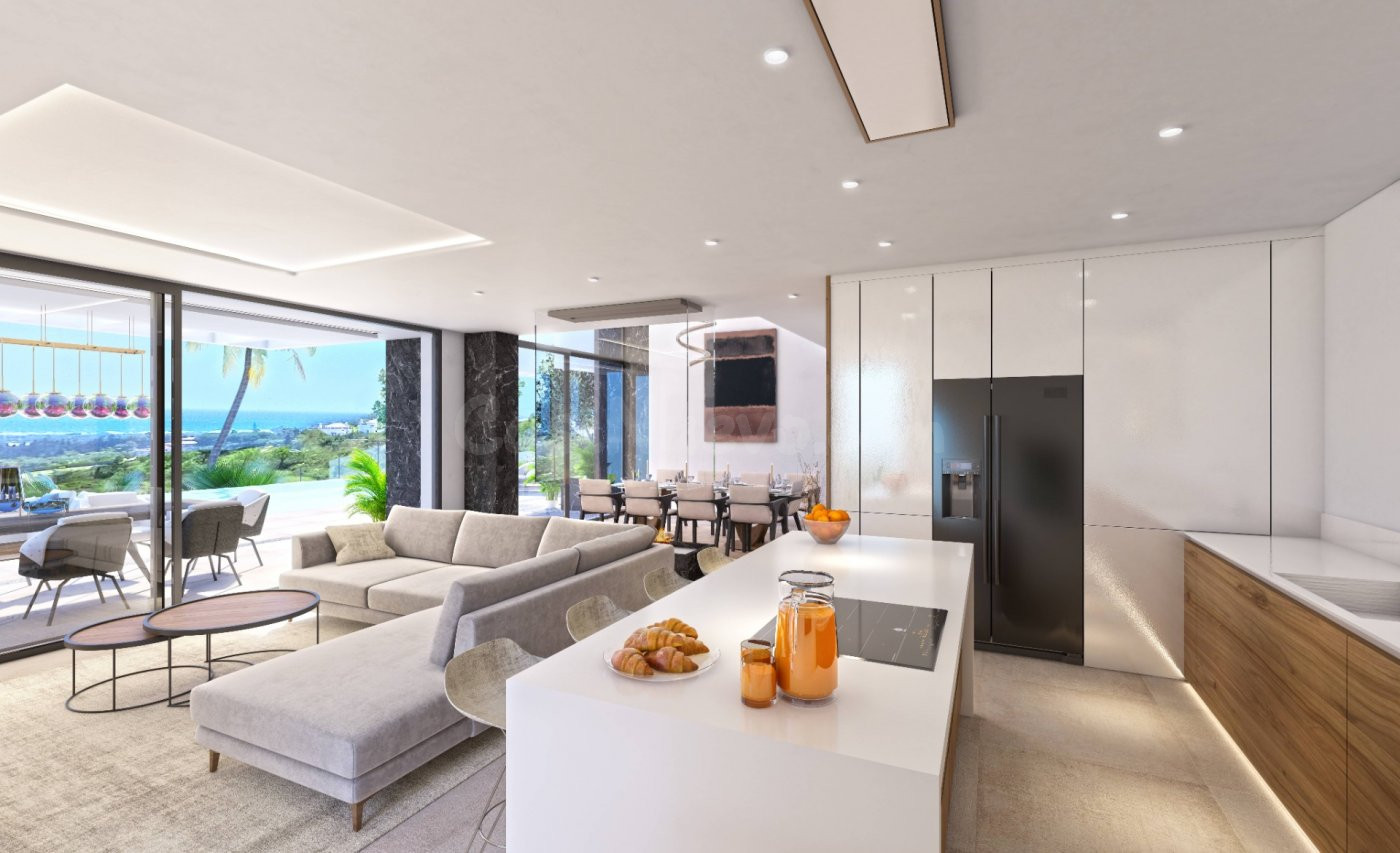 Espectacular villa de 4 dorm., 4 baños. Vistas al Mar. Obra Nueva en Estepona