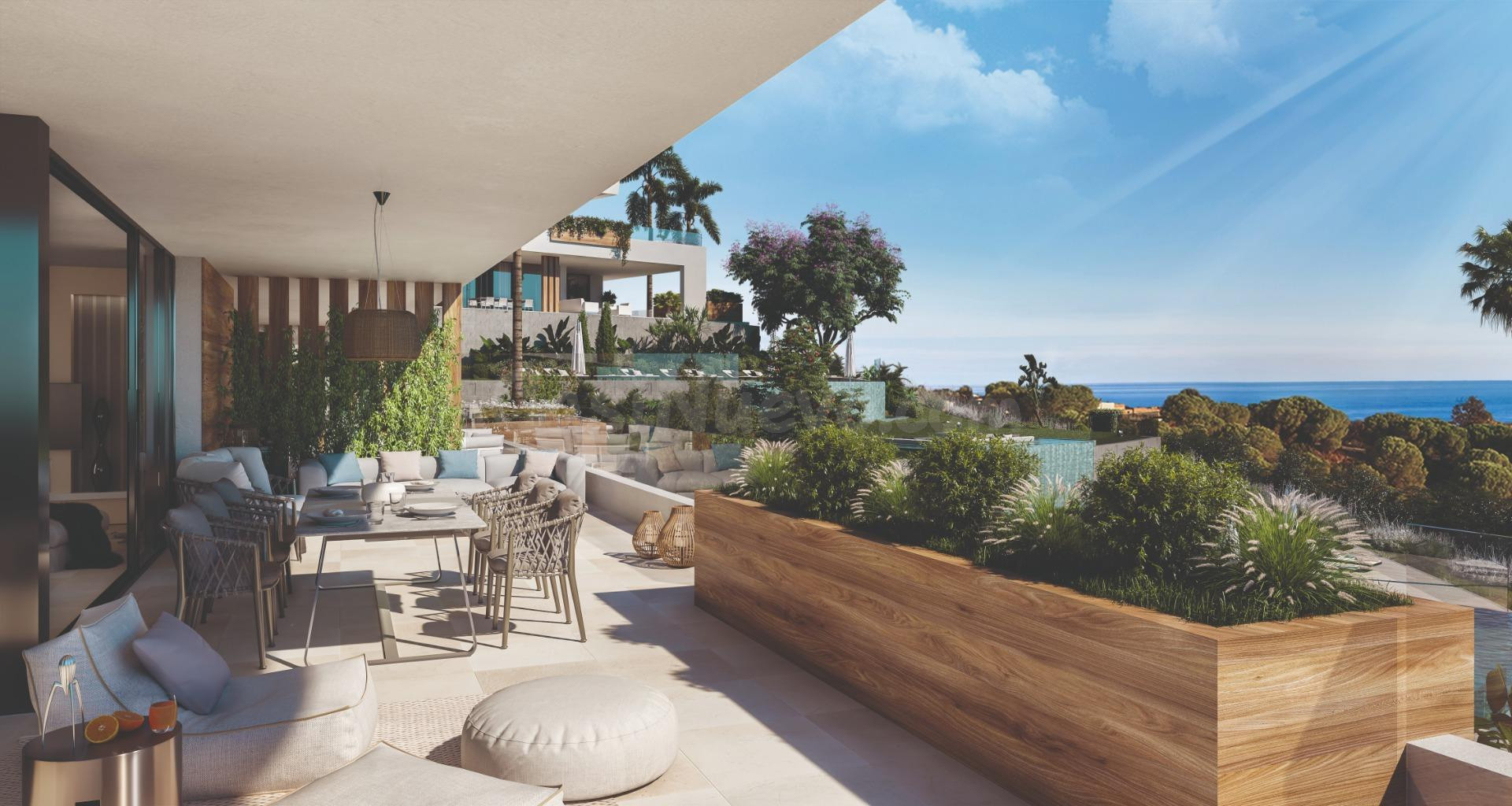 Apartamento Planta Baja de 4 dorm. y 3 baños con terraza y Jardín. Cabopino, Marbella