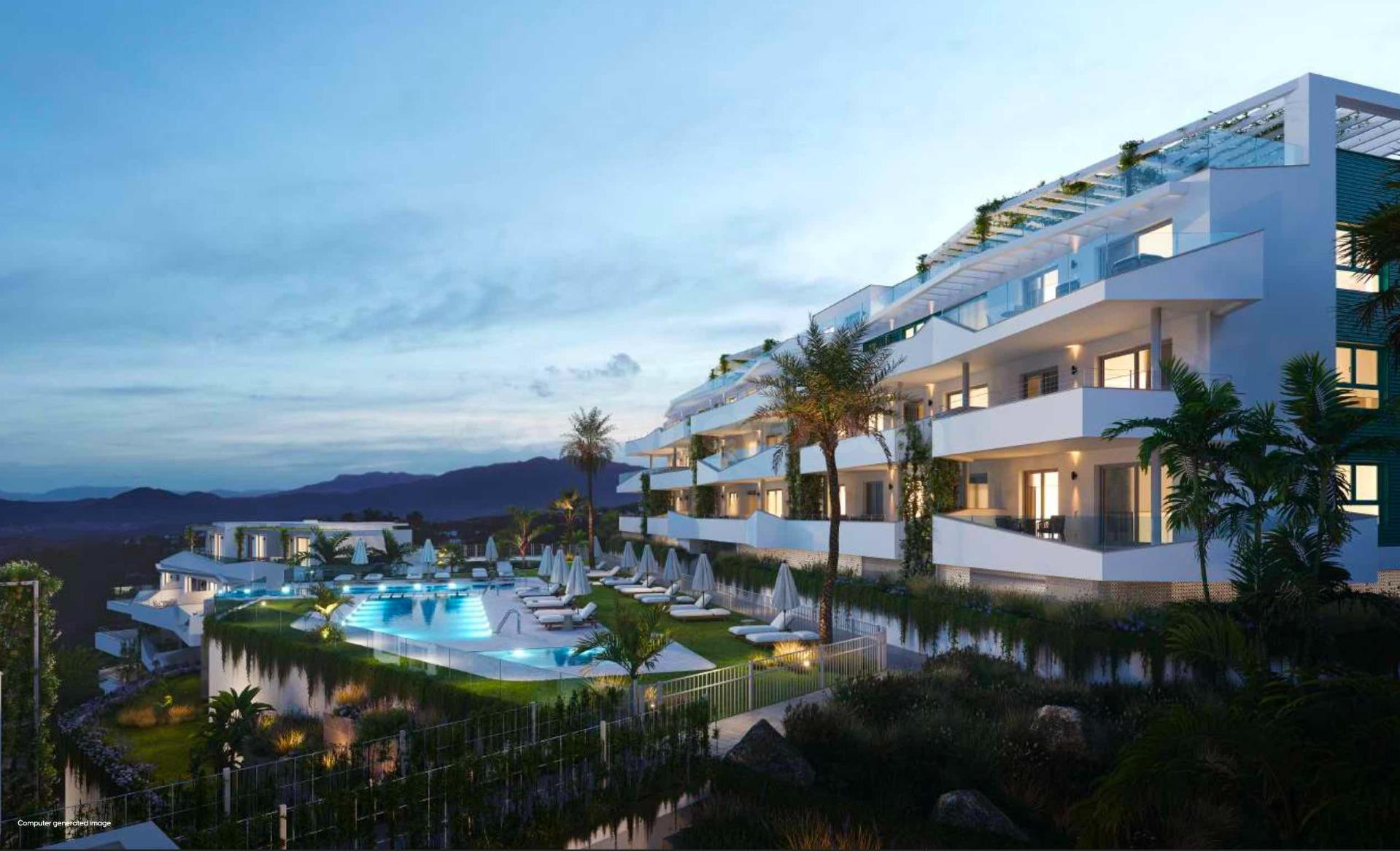 Apartamento planta baja de 3 dormitorios y 2 baños con vistas al mar. Mijas
