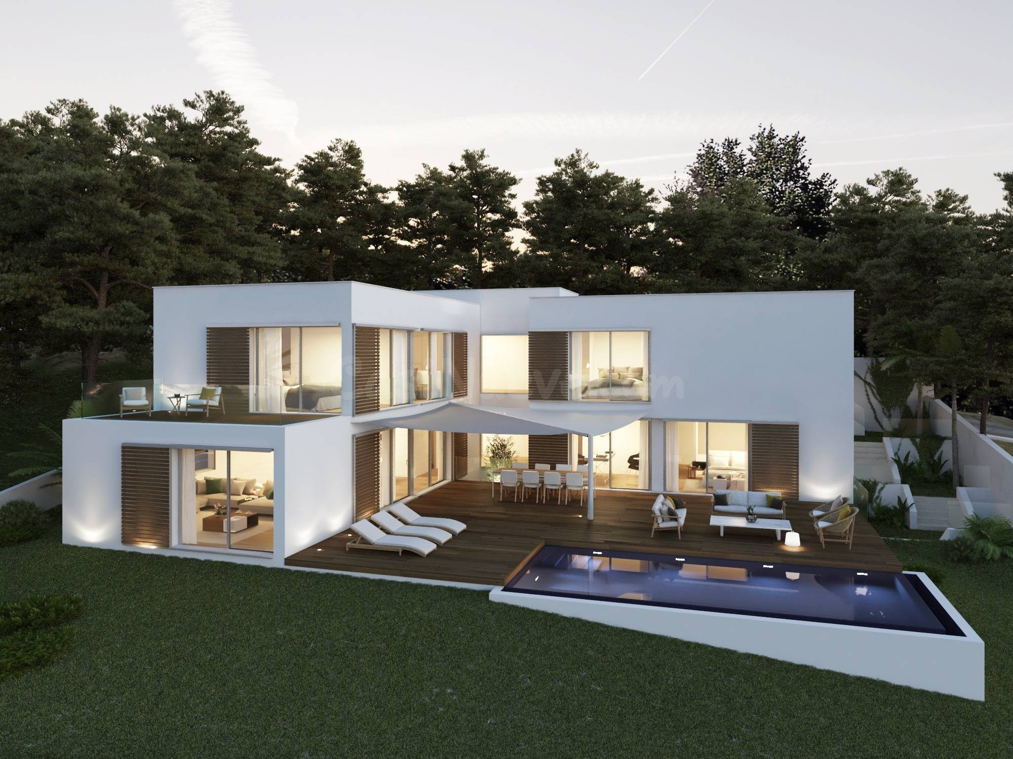Solar con proyecto de villa contemporánea y vistas al mar en Font de Sa Cala