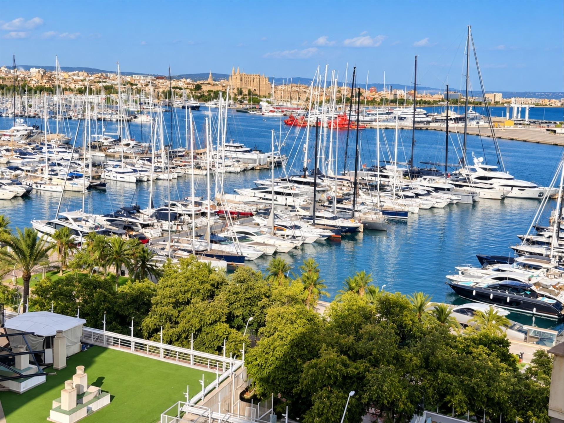 Piso con terraza y vistas al puerto en el Paseo Marítimo de Palma