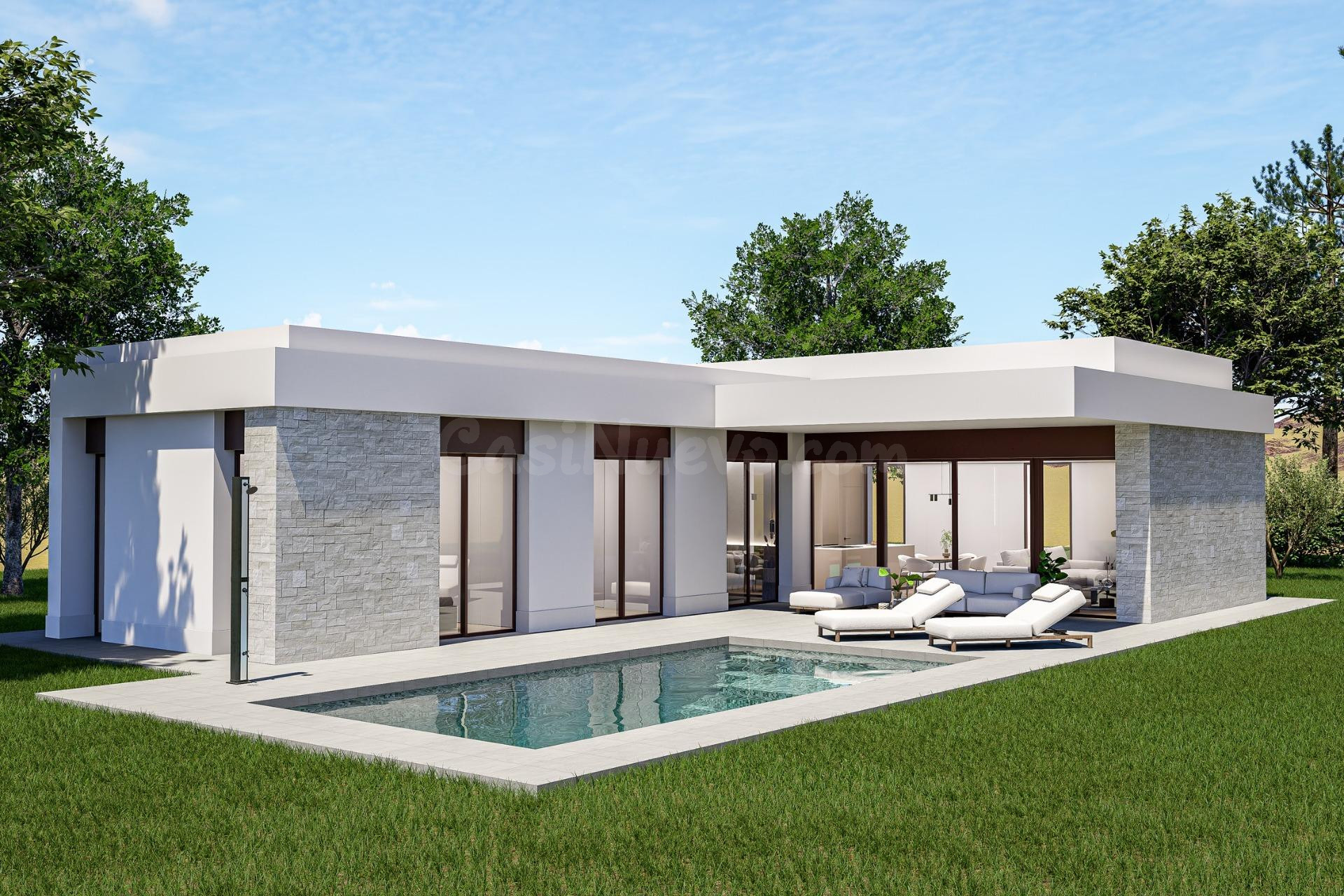 Villa de nueva construcción de 3 dormitorios con piscina privada rodeada de naturaleza en Pinoso(Alicante)