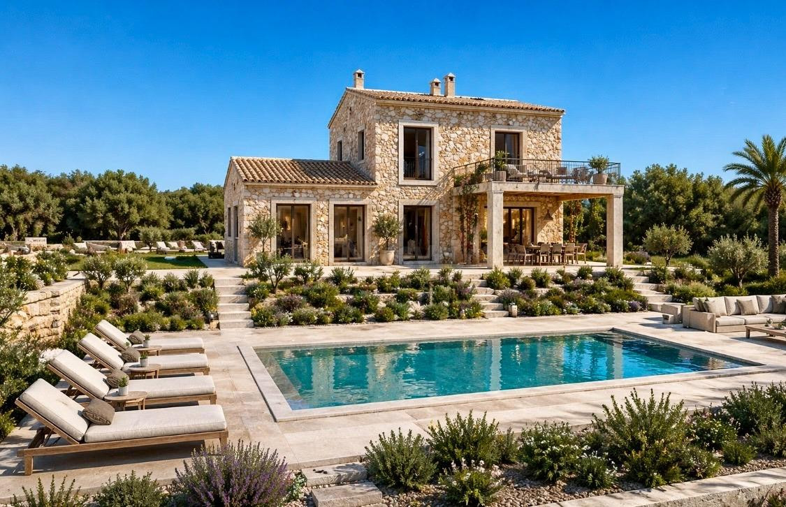 Preciosa casa de campo en construcción en Ses Salines, una zona tranquila y privilegiada. Magnífico entorno.