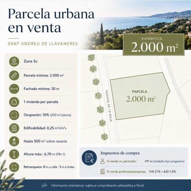 Parcela urbana de 2.000 m2 en venta en Sant Andreu de Llavan - foto 2
