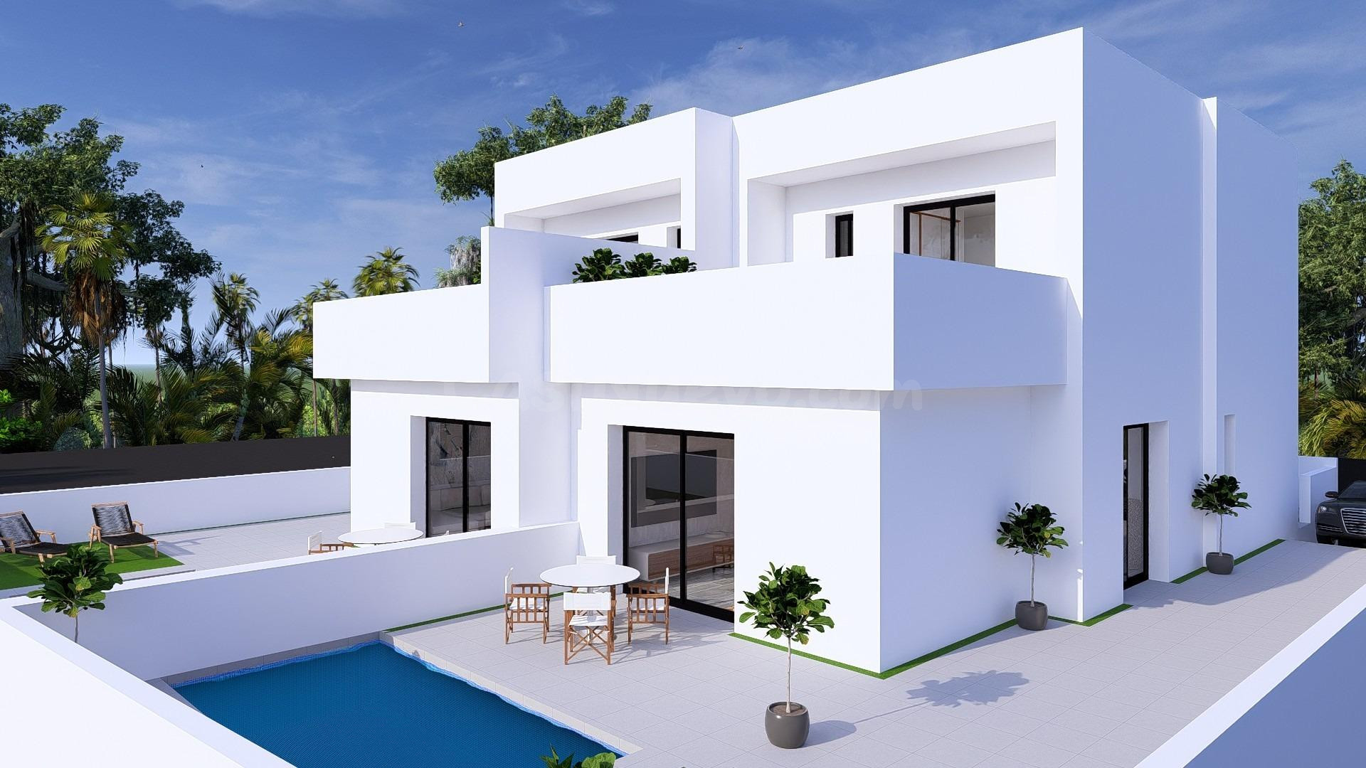 Villa pareada de 3 dormitorios con piscina privada a la venta en Daya Nueva(Alicante)
