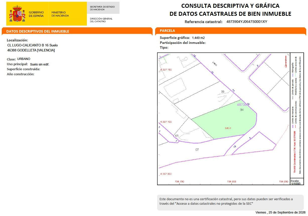 Excelente parcela urbana de 1.449 m2 en Calicanto (Godelleta - foto 4