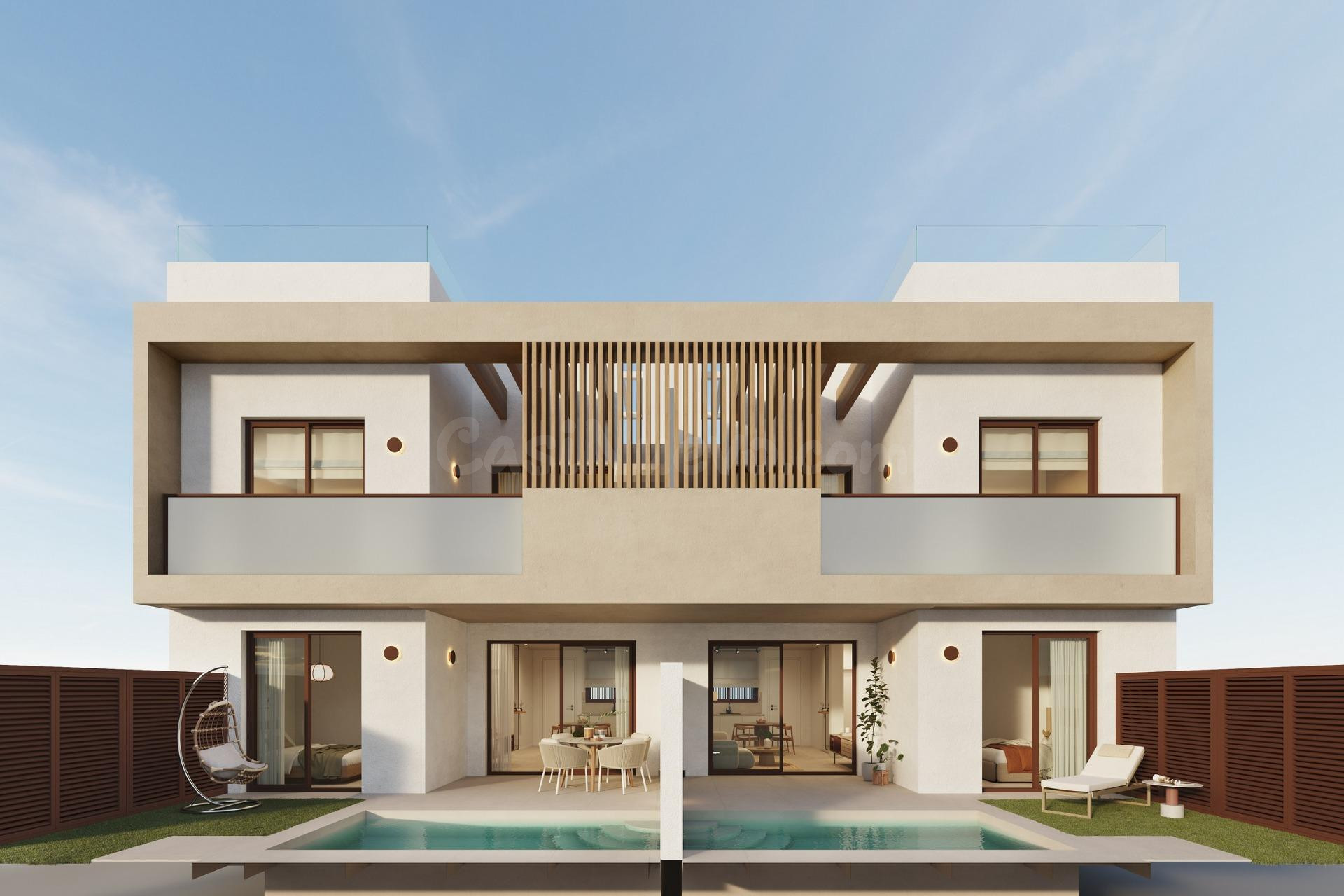 Bungalows de nueva construcción exclusivos con piscina privada en San Pedro del Pinatar