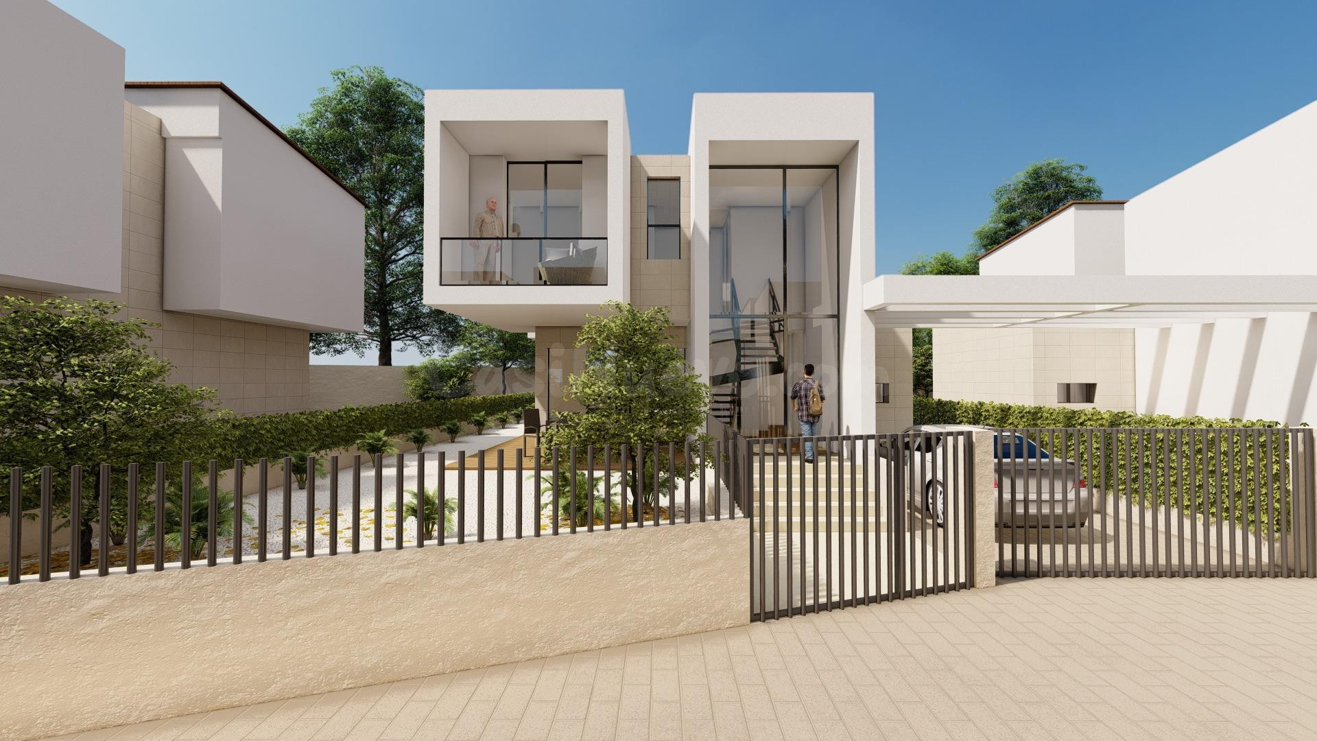 Villa en construcción de tres dormitorios, piscina privada y parking