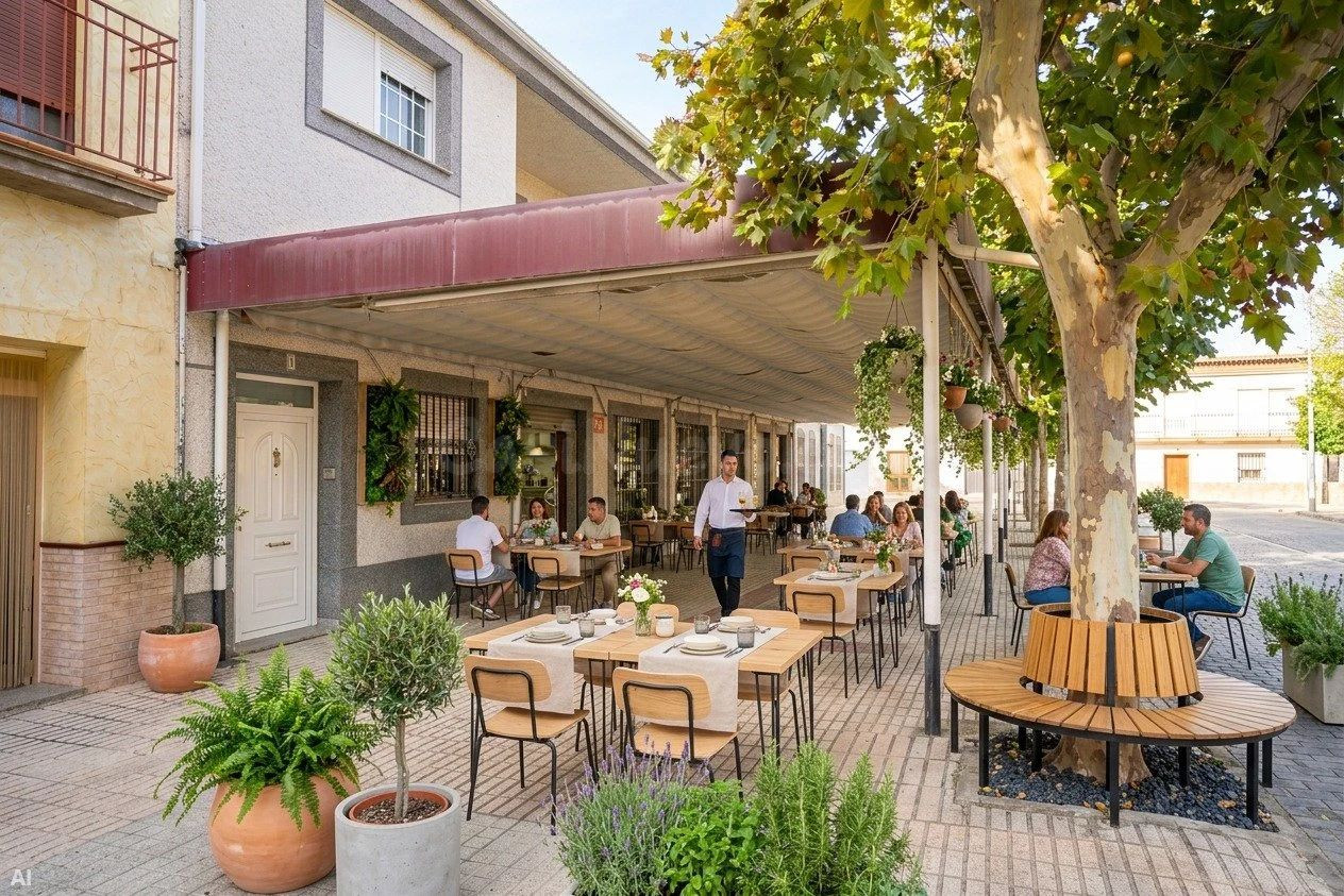 Local comercial de hostelería con gran terraza y salón de eventos en Guadiana.
