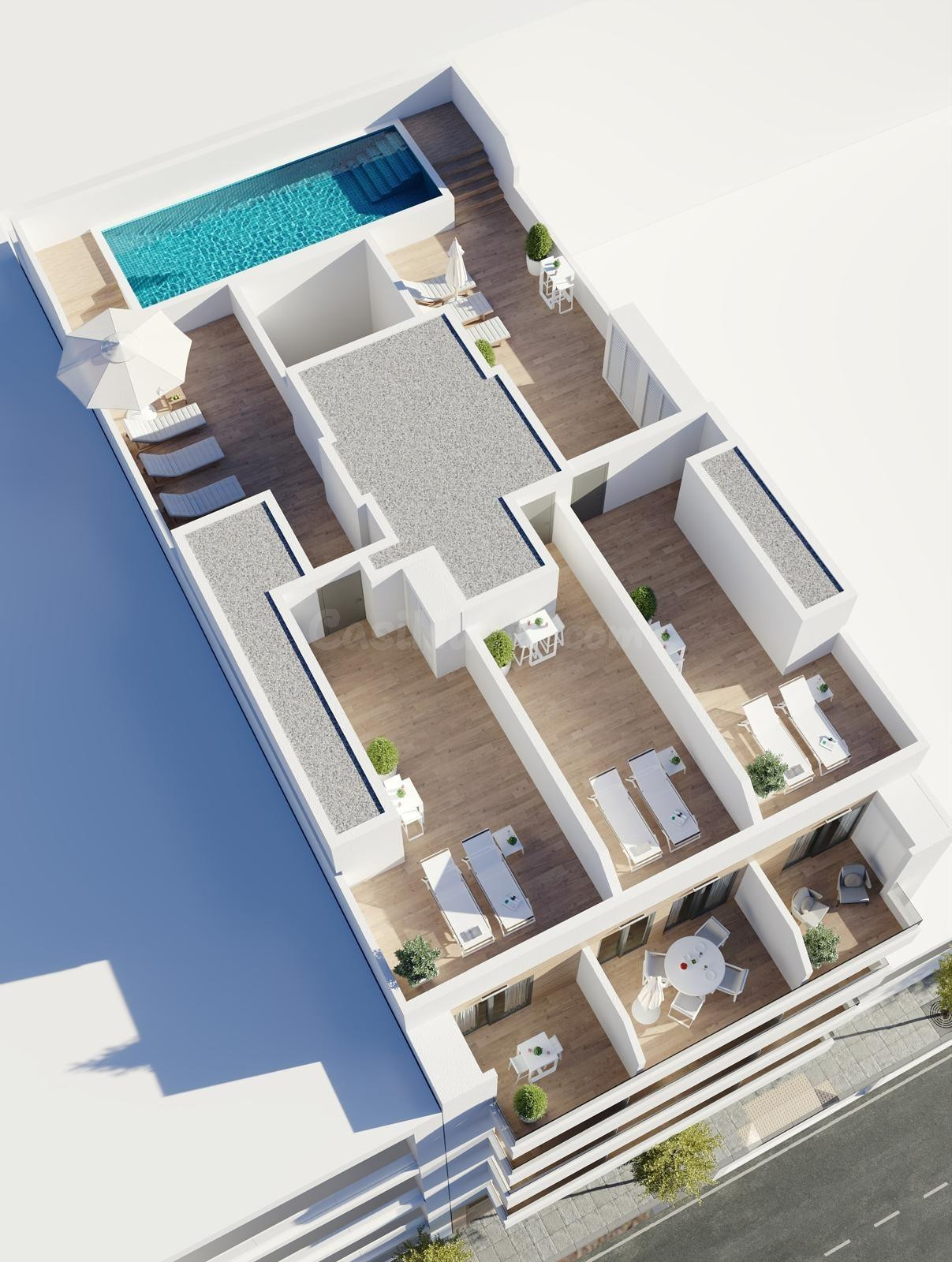 Ático de nueva construcción con un 1 dormitorio y solarium privado a solo 600 de la playa en Torrevieja