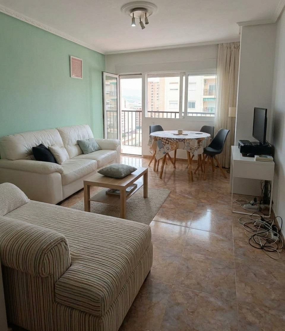 Piso esquinero de 80 m2 con balcón en el centro de Benidorm