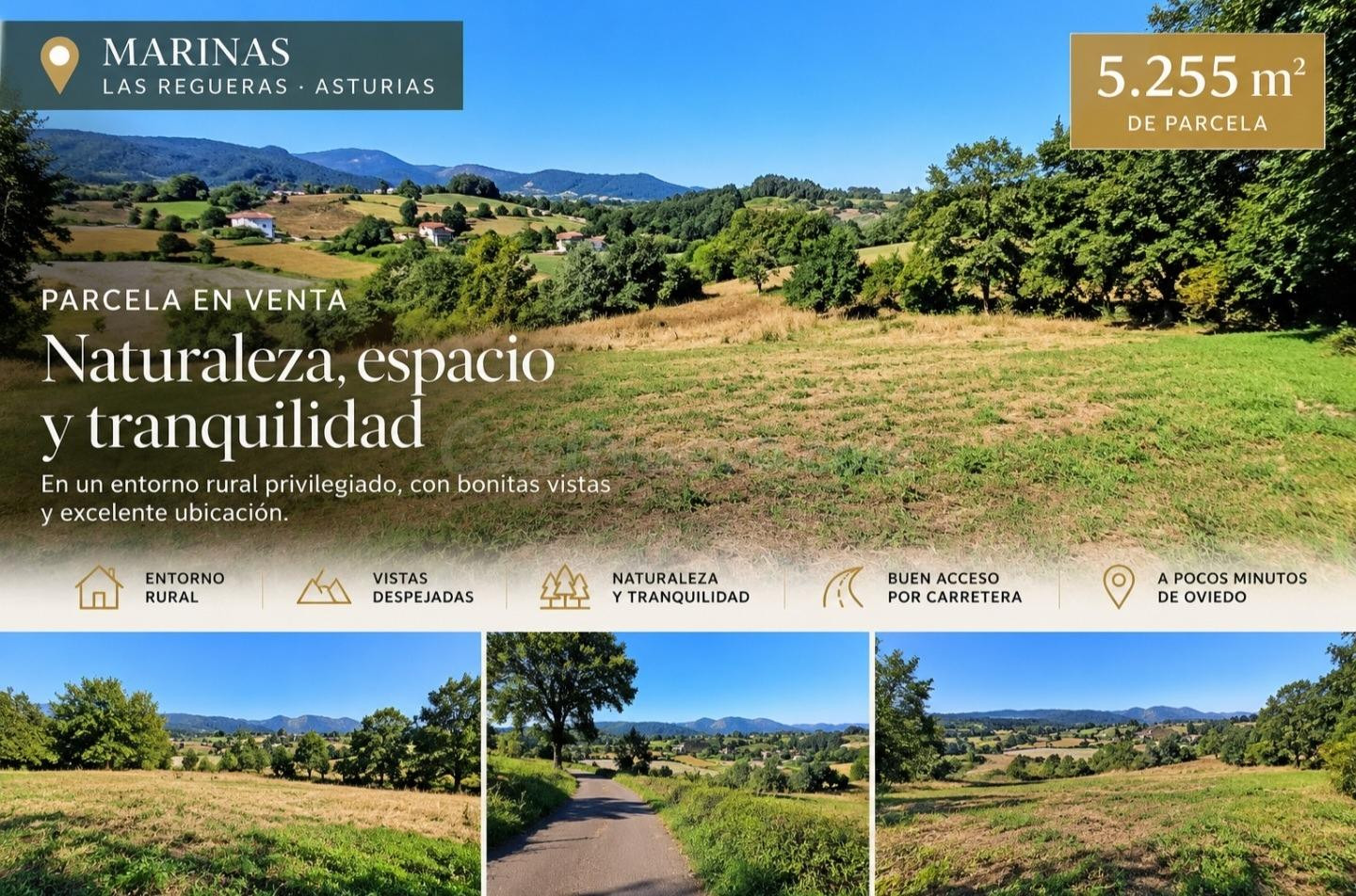 PARCELA DE 5.255 m2 EN MARINAS – LAS REGUERAS | A 15 MINUTOS DE OVIEDO