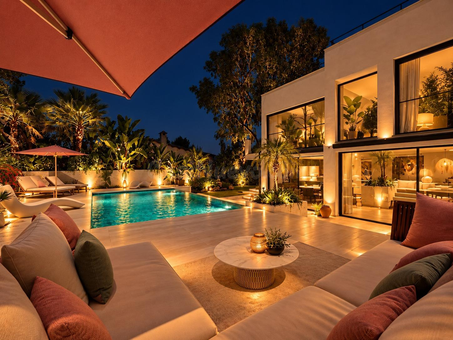 Villa de ensueño con piscina de Bali, jardín y concepto de vida inundado de luz en Santa Ponsa