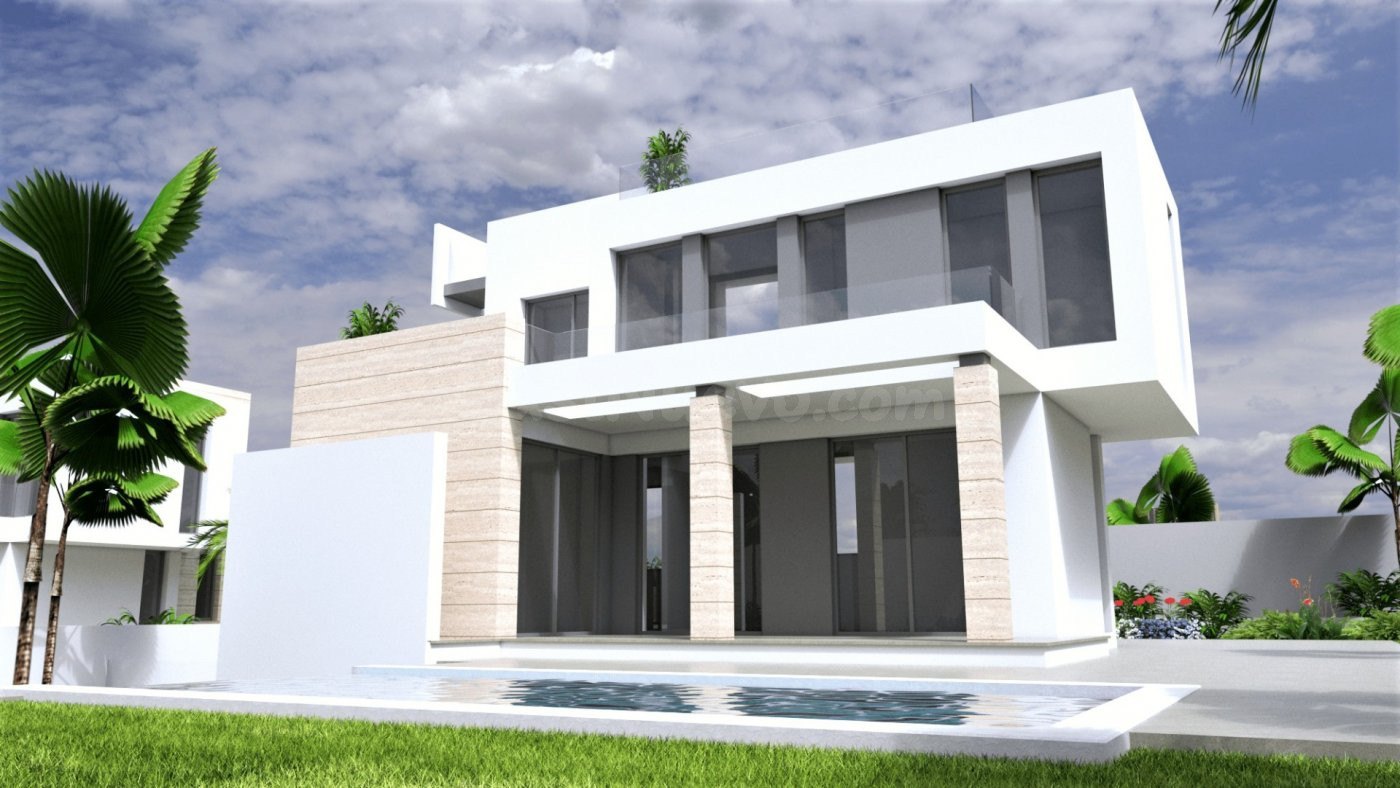 Villa de obra nueva con piscina privada y solárium en Aguas Nuevas, Torrevieja