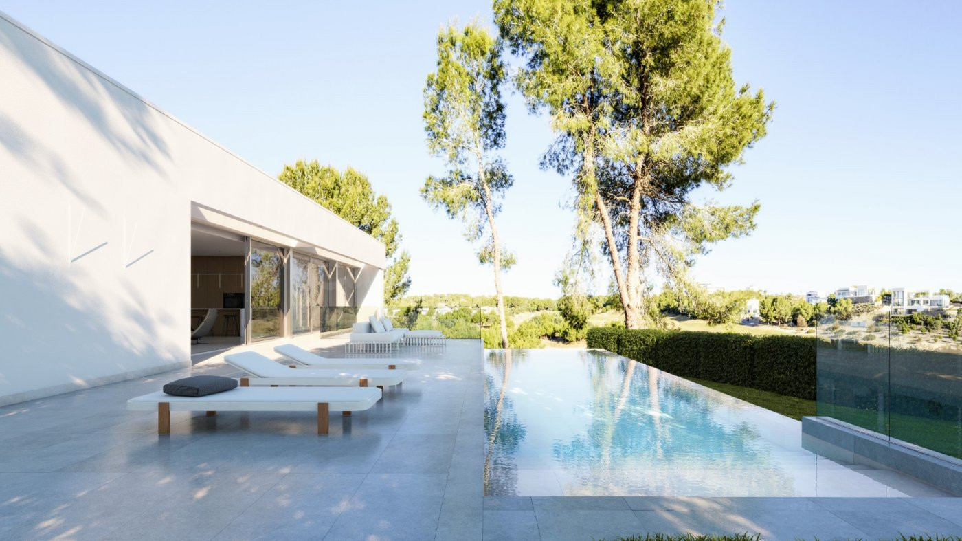 Villa de diseño moderno en frente al campo de golf