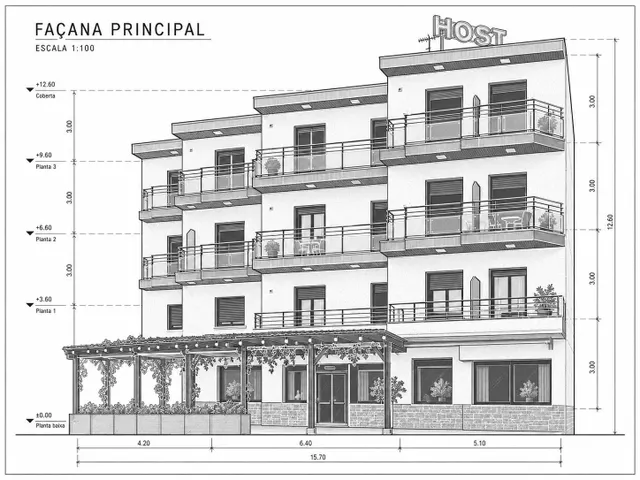 Edificio singular con hostal en funcionamiento, restaurante, bar con terraza y vivienda privada en el centro de Tremp — 30