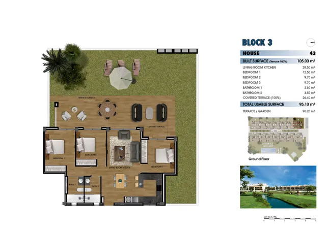 Planta baja 3 habitaciones 105m² en venta - Serena Golf — 50