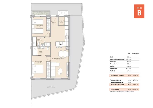 Planta baja 2 habitaciones 76m² en venta - Pueblo — 20