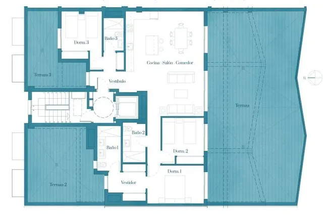 Atico Sur con terrazas 150 M2, dos plazas de aparcamiento — 9
