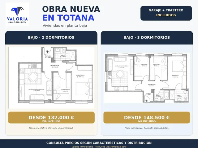 PISOS DE PLANTA BAJA DE OBRA NUEVA EN TOTANA CON GARAJE Y TR