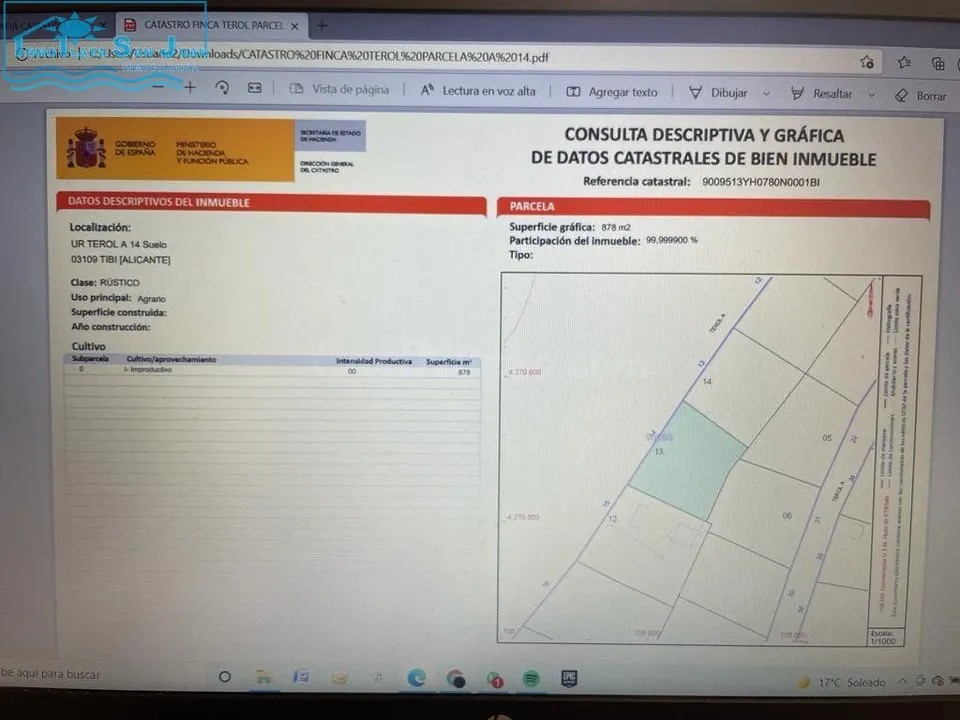 Parcela en la Finca Terol termino municipal de Tibi