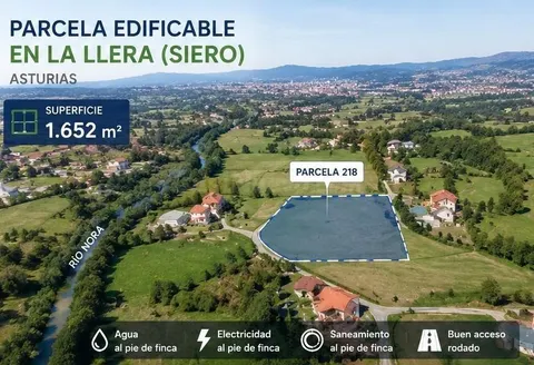 PARCELA EDIFICABLE DE 1.652 m2 EN LA LLERA (SIERO) – EXCELENTE UBICACIÓN JUNTO A PARQUE PRINCIPADO