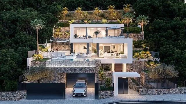 Moderna villa de lujo en construcción en Calpe con impresion