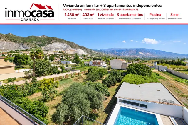 GRAN PARCELA CON VIVIENDA UNIFAMILIAR, 3 APARTAMENTOS, PISCI
