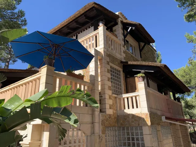 Villa de estilo mallorquín con amplio jardín de pinos en Cala Vinyes — 26