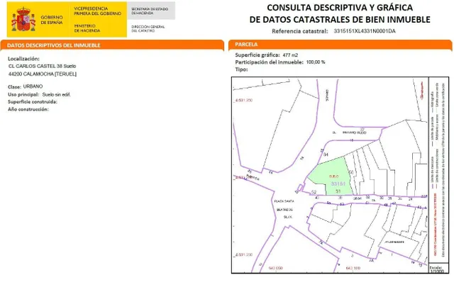 SOLAR URBANO EN VENTA EN CALAMOCHA