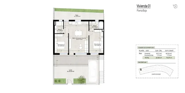 Bungalow Planta Baja 2 habitaciones 76m² en venta - CONDADO DE ALHAMA GOLF RESORT — 20
