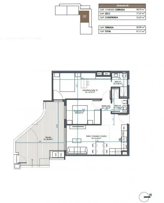 Apartamento 2 habitaciones 76m² en venta - CENTRO — 13