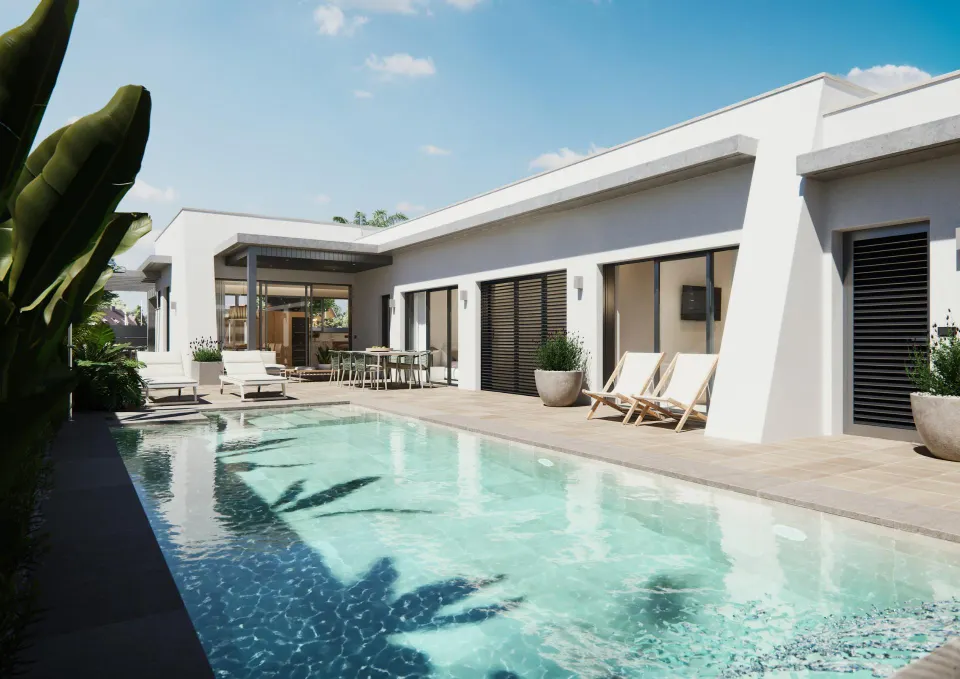 Villa de una planta con 3 dormitorios y piscina privada en San Javier