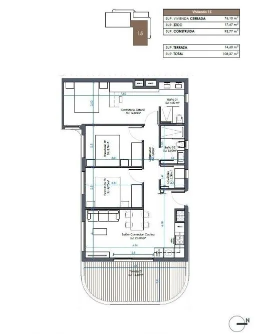 Apartamento 3 habitaciones 93m² en venta - CENTRO — 13